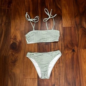 Green striped swimsuit from Shein.